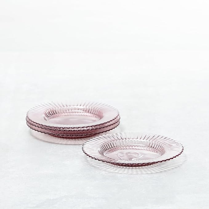 Fortessa Archie Glass 12 Piece Dinnerware Set, Service for 4, Pink