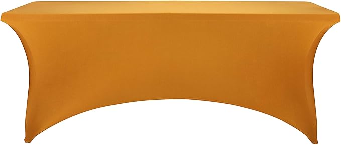 LZY Spandex Table Covers 6 Feet, Stretch/Fitted Table Covers for 6 Feet Folding Table, Rectangular Spandex Table Cloths for Wedding Party or Event (6FT-2PCS, Gold)