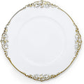 allgala 13-Inch 6-Pack Heavy Quality Round Charger Plates-Floral White Gold Trim-HD80341
