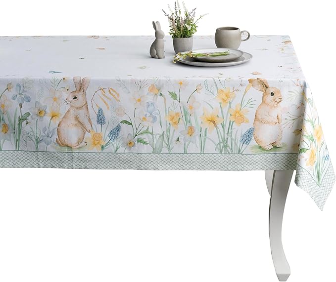 Maison d' Hermine Table Cloth Rectangle Table 100% Cotton 54 x 72 Inches Tablecloth Reusable Decorative for Dining Room Farmhouse Home Valentines Day Decorations Spring Summer - Easter Dew