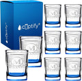 Personalized Square Shot Glasses Set of 8 Blue Bottom 2oz Engraved Initial and Name Custom Gifts, Weddings, Birthdays, Party, Event, Decorations