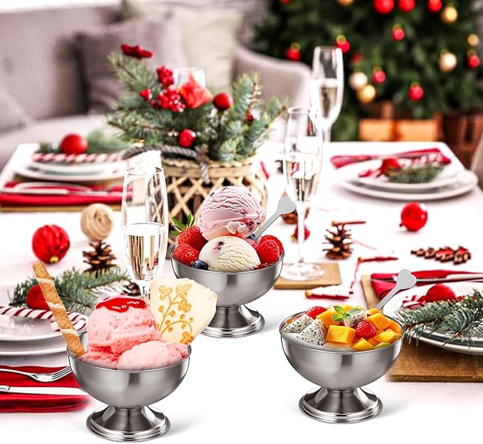 4 Pcs Stainless Steel Dessert Cup Dessert Cups Dessert Bowls Steel Desserts Gold Footed Metal Dessert Glasses Sauce Cups Pasta Salad Mug Ceramics Ice Cream Dish