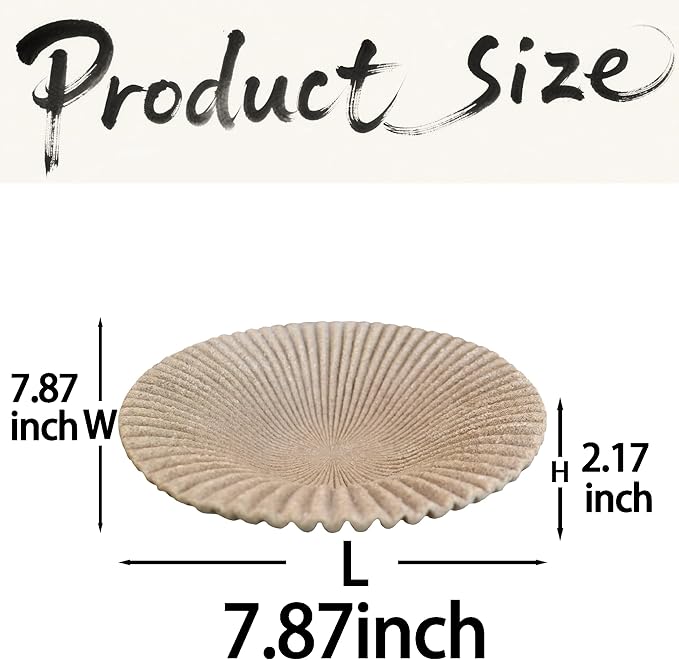 Decorative Bowl decor Tray, Scalloped Pedestal Bowls for Modern Home Decor,Ruffle Decor,Stylish Key Bowl for Entry Table,Decorative Fruit Bowl for Kitchen Counter,Artificial Stone Beige
