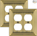 Metal Wall Plate for Electrical Outlets, Decorative Antique Brass Switch Plates Outlet Cover, Light Switch Cover Plate, 2-Gang Wall Plates (Double Duplex Outlet, 2 Pack)