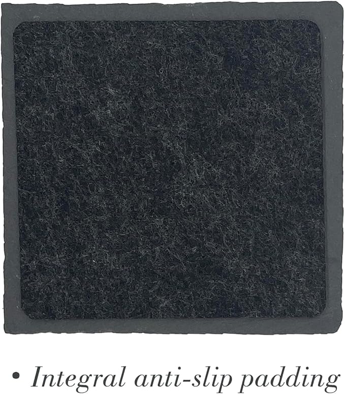 24 Pack 4 inch Square Slate Coasters,Handmade Natural Rough Edge,with Integral Anti-Skid pad,Laser Engraving Blanks,Stone Coasters