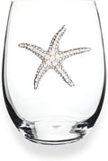 THE QUEENS' JEWELS Starfish Jeweled Stemless Wine Glass, 21 oz. - Unique Gift for Women, Birthday, Cute, Fun, Beach, Not Painted, Decorated, Bling, Bedazzled, Rhinestone