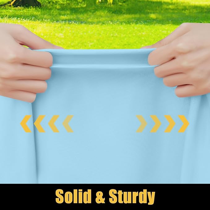 Smiry Rectangle Picnic Table Cloth, Waterproof Elastic Fitted Tablecloths for 6 Foot Tables, Washable Polyester Table Cover for Camping, Indoor and Outdoor (Light Blue, 30"x72")