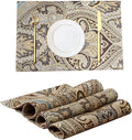 Luxury Retro placemats for Dinner Table Set of 4,Machine Washable Fabric Placemats Non-Slip Heat Resistant Indoor Dining Table mats placemats (Coffee, Set of 4)