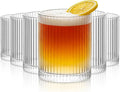 INSETLAN Ribbed Glass Tumblers Set of 6-14 oz Vintage Glassware, Clear Drinking Glasses for Wine, Juice, Cocktails, Water, Iced Coffee, Whiskey - Dishwasher Safe, Durable and Elegant