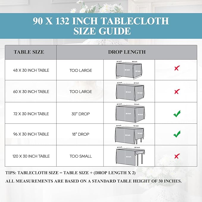 VidaFete 1 Pack Tablecloth 90 * 132inch Rectangle Table Cloth Polyester, Stain Wrinkle Resistant Polyester Dining Table Cover for Kitchen Dinning Party Wedding Tabletop Buffet Decoration(Ivory)