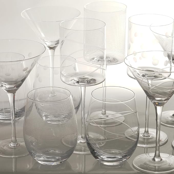 Etched Stemless Wine Glasses for Red or White Wine (Set of 2), 18-Ounces, Large Wine Glasses for Cabernet, Pinot Noir, Burgundy, Bordeaux, Clear, Etched-1