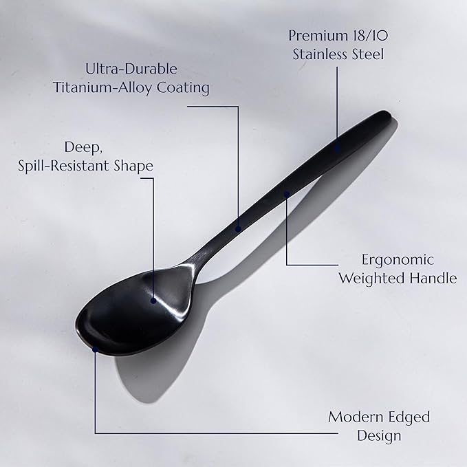 JazzUpCo Ava Flatware Flatware non toxic 18/10 stainless steel dishwasher safe (Matte Black, 8 Person Set (40 Pieces))