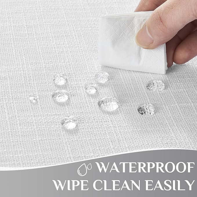 Softalker Linen Textured Rectangle Tablecloth, Waterproof Wipeable Farmhouse Burlap Table Cloth, Stain Resistant Wrinkle Free Table Covers for Kitchen Dining Holiday Party (60 x 84, White)