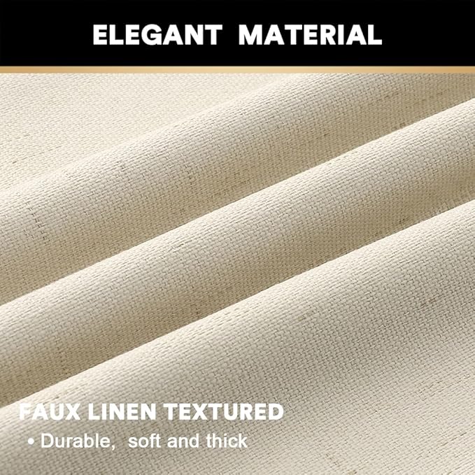 PrinceDeco 100% Blackout Curtains 96 Inches Long 2 Panels Sets Linen Black Out Curtains for Bedroom Thermal Curtains Room Darkening with White Liner Backing for Nursery Decor,52X96 Inch,Bleached Sand