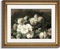 InSimSea Gold Picture Framed Wall Art, Bedroom Bathroom Vintage Flowers White Roses Canvas Print Wall Decor, Home Farmhouse Decor, Antique Paintings with Frames 13x16inch