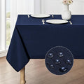 Rectangle Tablecloth Waterproof 60x84 inch Linen Textured Table Cloth Stain and Wrinkle Resistant Washable, Decorative Fabric Table Cover for Dining, Party and Camping, Navy Blue