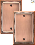2-Pack Blank Outlet Cover Wall Plate, Metal Switch Plates Outlet Covers, Antique Copper Pearls Beaded Decorative Wall Plates for Electrical Outlets