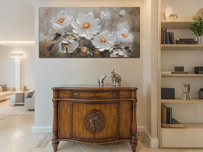 Anolyfi Vintage Flowers Canvas Wall Art Decor for Living Room, French Country Farmhouse Gallery Decorative Painting Large Artwork Picture for Hallway Bedroom Kitchen Office Home Decor 40"x20"