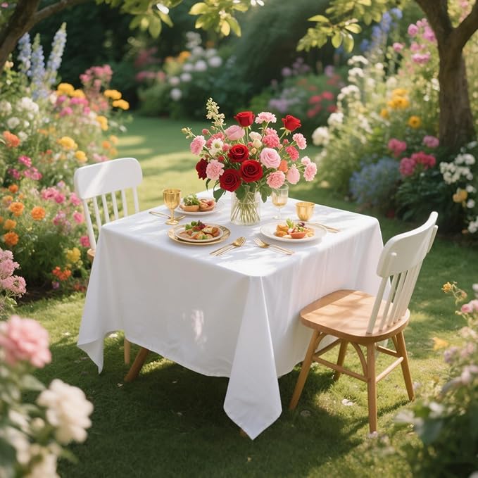 8 Pack White Square Tablecloth 60x60 Washable Polyester Table Cloth for Square or Round Tables, Wrinkle Resistant Fabric Decorative Covers for Dining Party Banquet Buffet and Wedding