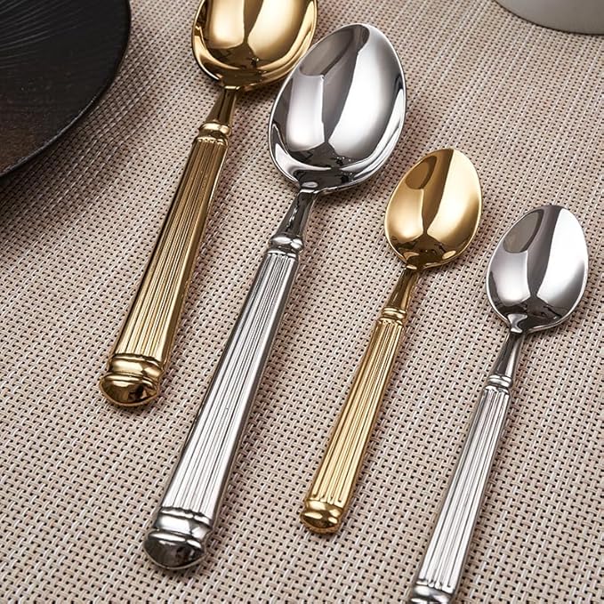 Silverware Set for 12 Flatware Set 48 Pieces Elegance Luxury Tableware Set Roman Column Handle Knives and Forks spoons 18/10 Stainless Steel Cutlery Utensil Sets for Home Restaurant Dishwasher Safe