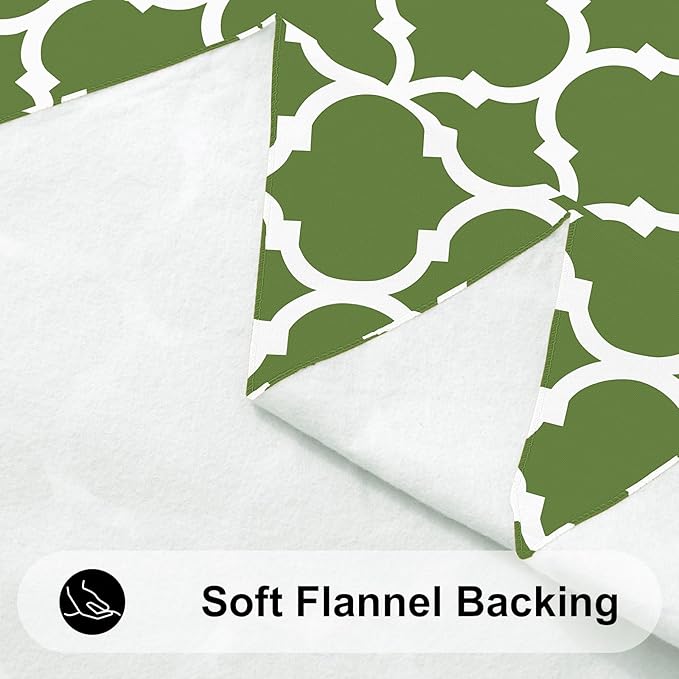 Smiry Square Table Cloth, Waterproof Vinyl Tablecloth with Flannel Backing for Square Tables, Wipeable Spillproof Plastic Tablecloths for Dining, Camping, Indoor and Outdoor (54"x54", Green)