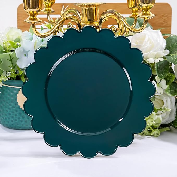 LIYH 200 Pcs Dark Green Dessert Plates - Disposable Cake Plates with Gold Forks, Gold Dessert Forks 5", Plastic Cake Plate 7.5" for Holiday Party