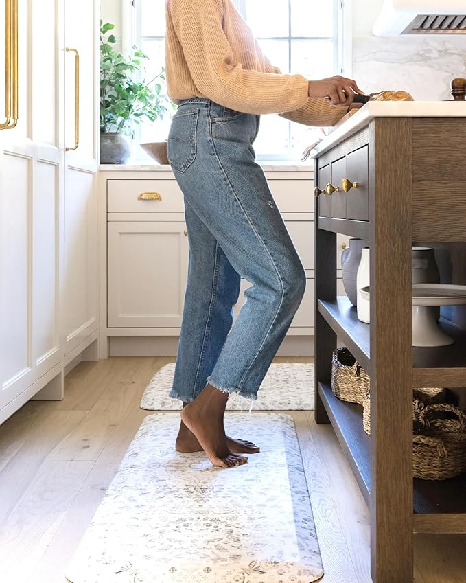 House of Noa Nama Standing Mat – Anti-Fatigue Cushioned Kitchen Mats for Floor | Ergonomic Bounce-Back Foam Kitchen Mats | Anti-Fatigue Mats for Kitchen & Standing | Emile Latte | 22" x 72"
