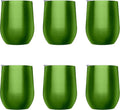 DISCOUNT PROMOS Stemless Wine Glass Tumblers with Lids by Largo 11 oz. Set of 6, Bulk Pack - Perfect for Wine, Cocktails, Other Hot & Cold Beverages - Lime Green