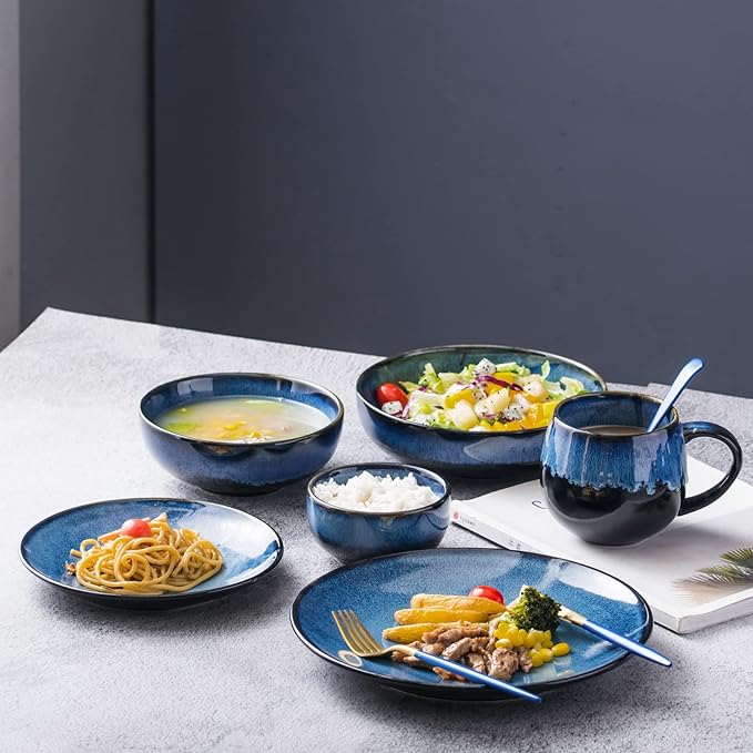 UNICASA Ceramic 8 oz Small Bowls Set, Porcelain Dessert Bowls Set of 4, Porcelain Reactive Glaze Bowls for Ice Cream, Snack, Dipping, Serving Bowls, Dishwasher & Microwave Safe, Blue