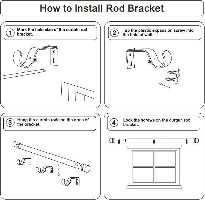 Curtain Rods for Windows 16 to 88 Inches Adjustable Length 1 Inch Diameter Window Curtain Rod with Aluminium End Cap, White