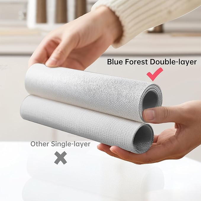 Blue Forest Placemats Set of 4, Dual-Layered Thickened Faux Linen Table Mats Heat Resistant Machine Washable Wrinkle Free Place Mats for Kitchen Dining Outdoor/Indoor (Cream Beige)