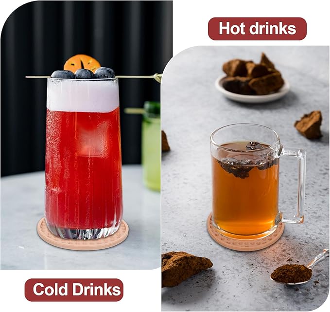 uxcell Set of 6 Round Drink Coasters with Holder, 4" Silicone Coaster for Drinks Non-Slip Cup Coaster Heat Resistant Glass Cushion for Bar Kitchen Office Decor, Gray(Pentagon)