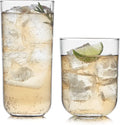 Libbey Polaris Tumbler and Rocks, Axis Glass Cups Set of 16, Elegant Mixed Drinking Glasses with Modern Clean Lines, Dishwasher Safe Glassware Set