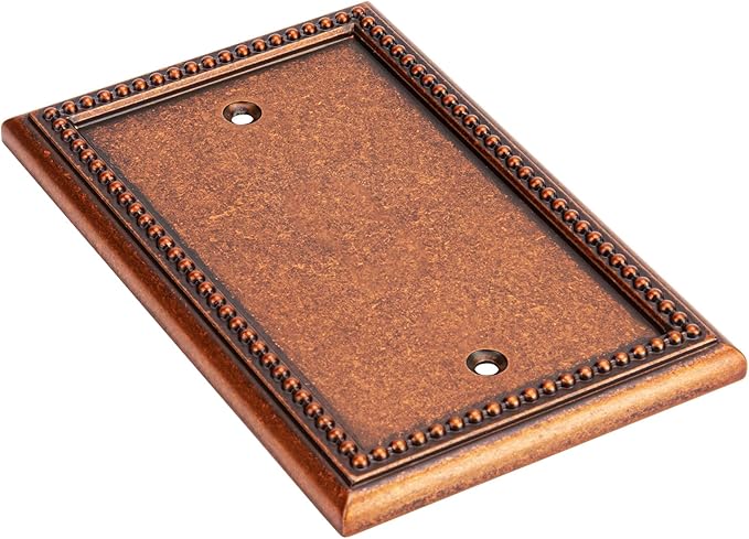 Henne Bery Raised Pearls Decorative Wall Plate Switch Plate Outlet Cover (Single Blank 2PK, Sponged Copper)