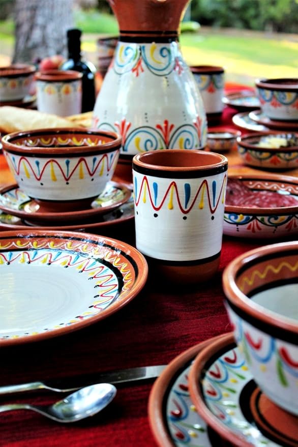 Cactus Canyon Ceramics Spanish Terracotta 5-Piece Small Tapa Plate Set, White…