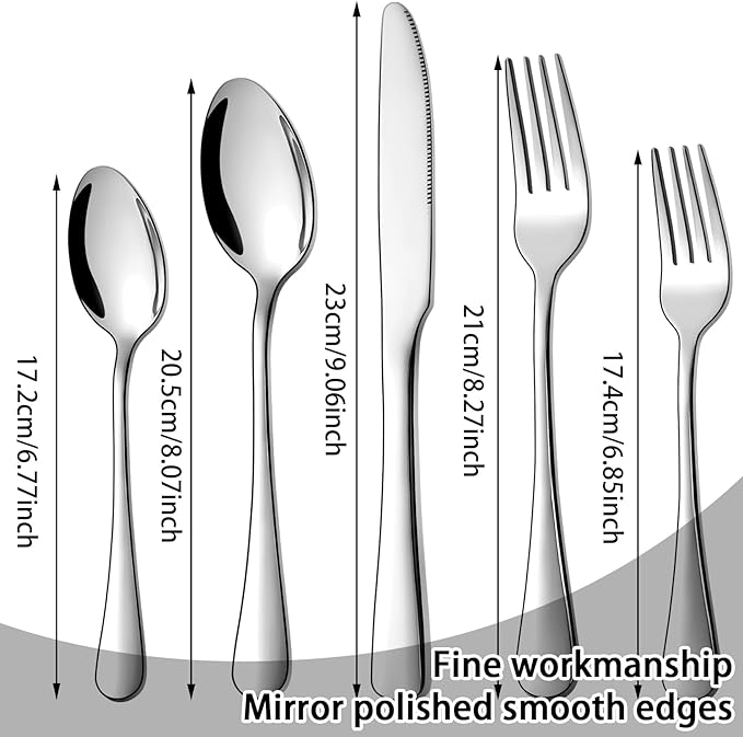 Stainless Steel Flatware Set Forks Knives and Spoons Set For Home and Restaurant Kitchen Cutlery Set Rust Resistant Utensil Sets (80, Silver)