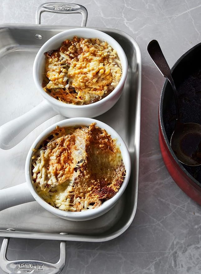 LE TAUCI French Onion Soup Bowls, 15 Ounce Ceramic Soup Bowls with Handles, for Chili, Beef Stew, Oven Microwave Dishwasher Safe, Set of 4, White