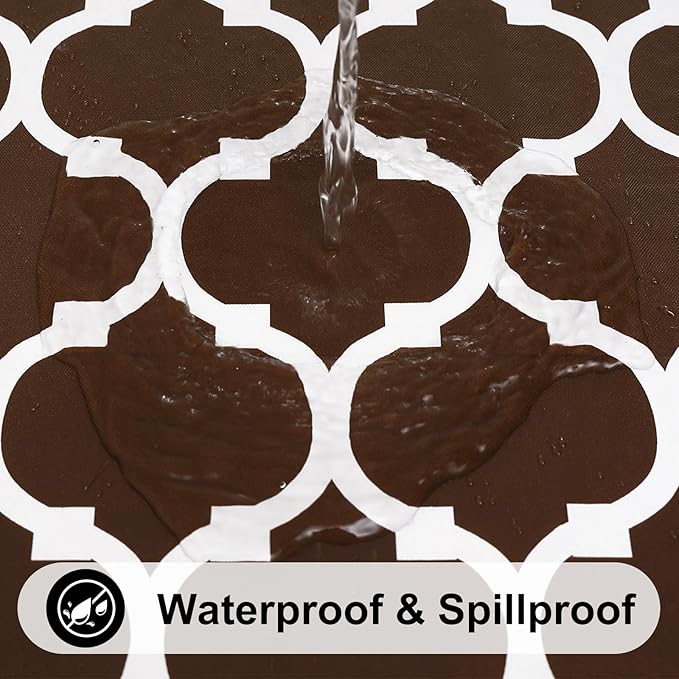 Smiry Rectangle Table Cloth Cover, Waterproof Vinyl Tablecloth with Flannel Backing for Rectangle Tables, Wipeable Spillproof Plastic Tablecloths for Dining, Camping and Indoor (60"x102", Coffee)