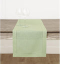 Solino Home Linen Sage Green Table Runner 72 Inches Long - 100% Pure Linen Hemstitch Table Runner 14 x 72 Inch for Dresser, Dining, Spring, Easter, St Patricks Day - Classic Hemstitch