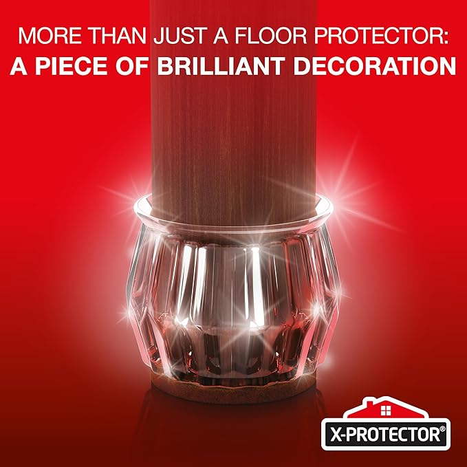 24 PCS Chair Leg Floor Protectors with Felt Pads X-Protector - 1.4" - 1.8" - Furniture Pads for Hardwood Floors - Clear Chair Pads - Floor Protectors for Chairs - Brown Chair Leg Covers!