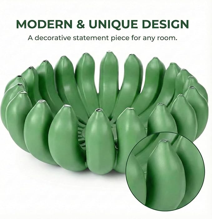 Banana fruit bowl holder 12 inch Large Basket fruit storage - Centerpiece for Kitchen,Dining Table & Entryway - Home Decor - functional fruit storage - Unique gifts ideas. (Green)