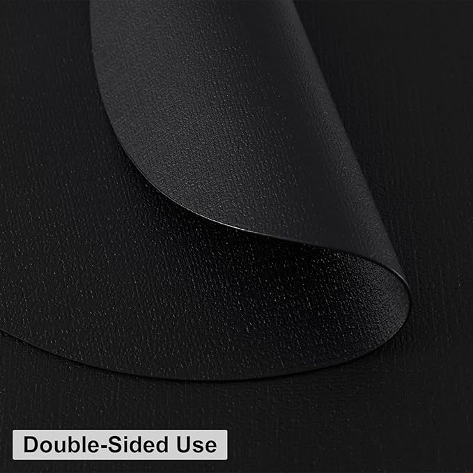 homing Round Faux Leather Placemat and Coaster 8 Packs, Washable Heat Resistant Dining Place Mats, Wipeable Double-Sided Table Mats for Indoor and Outdoor, Diameter 13 and 3.93 inch, Black