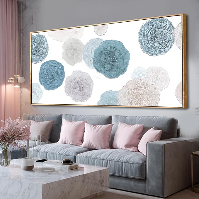 VAYIMDH Neutral Home Wall Decor Blue Canvas Wall Art Contemporary Decorative Painting 32"x70" Large Artwork for Living Room Bedroom
