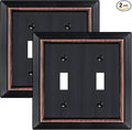 Metal Wall Plate for Electrical Outlets, Decorative Aged Bronze Switch Plates Outlet Cover, Light Switch Cover Plate, 2-Gang Wall Plates (Double Toggle, 2 Pack)