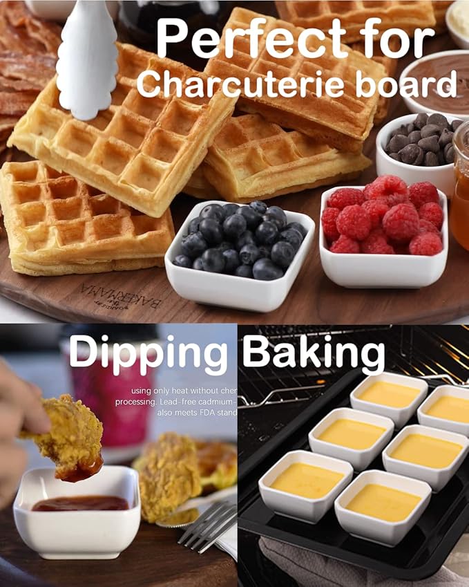 12 Pack Ceramic Dipping Bowls, 3 Oz Soy Sauce Dish, Small Dip Bowls Set for Sauce, Side Dish, Condiments, Sushi, Ramekins Oven Safe