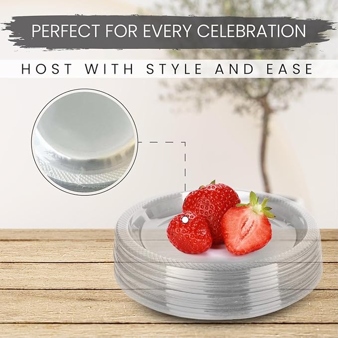 9 Inch Clear Plastic Plates 100 Bulk Pack - Disposable Cake Plates for Dessert & Appetizers, BBQ, Party, Travel and Events,Recyclable (pack of 100 clear)