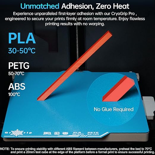BIQU CryoGrip Pro Frostbite for Bambu-Lab P1S/P1P/P2S/X1C/X1E/A1 257x257mm Cold Build Plate Room Temperature Print Double Sided Upgrade Plate Removable Surface Platform