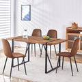 Dining Table Set for 4, Modern 55'' Dark Wood Dining Table wth Fabric Dining Chairs 4,Table and Chairs Set of 4,Ideal for Kitchen Dining Room