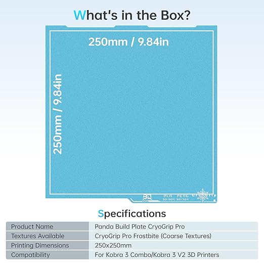 BIQU CryoGrip Pro Frostbite for Kobra 3 Combo 3D Printer 250x250mm Cold Build Plate Room Temperature Print Double Sided Upgrade Plate Removable Surface Platform