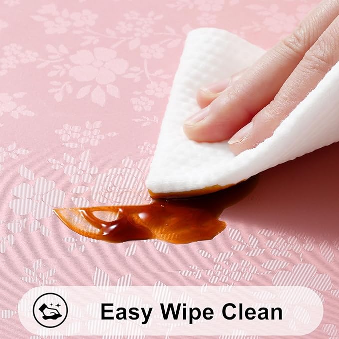 Smiry Square Table Cloth, Waterproof Heavy Duty Vinyl Tablecloths, Wipeable Washable Table Cover for Kitchen, Dining Room & Valentines(Pink, 54" X 54")